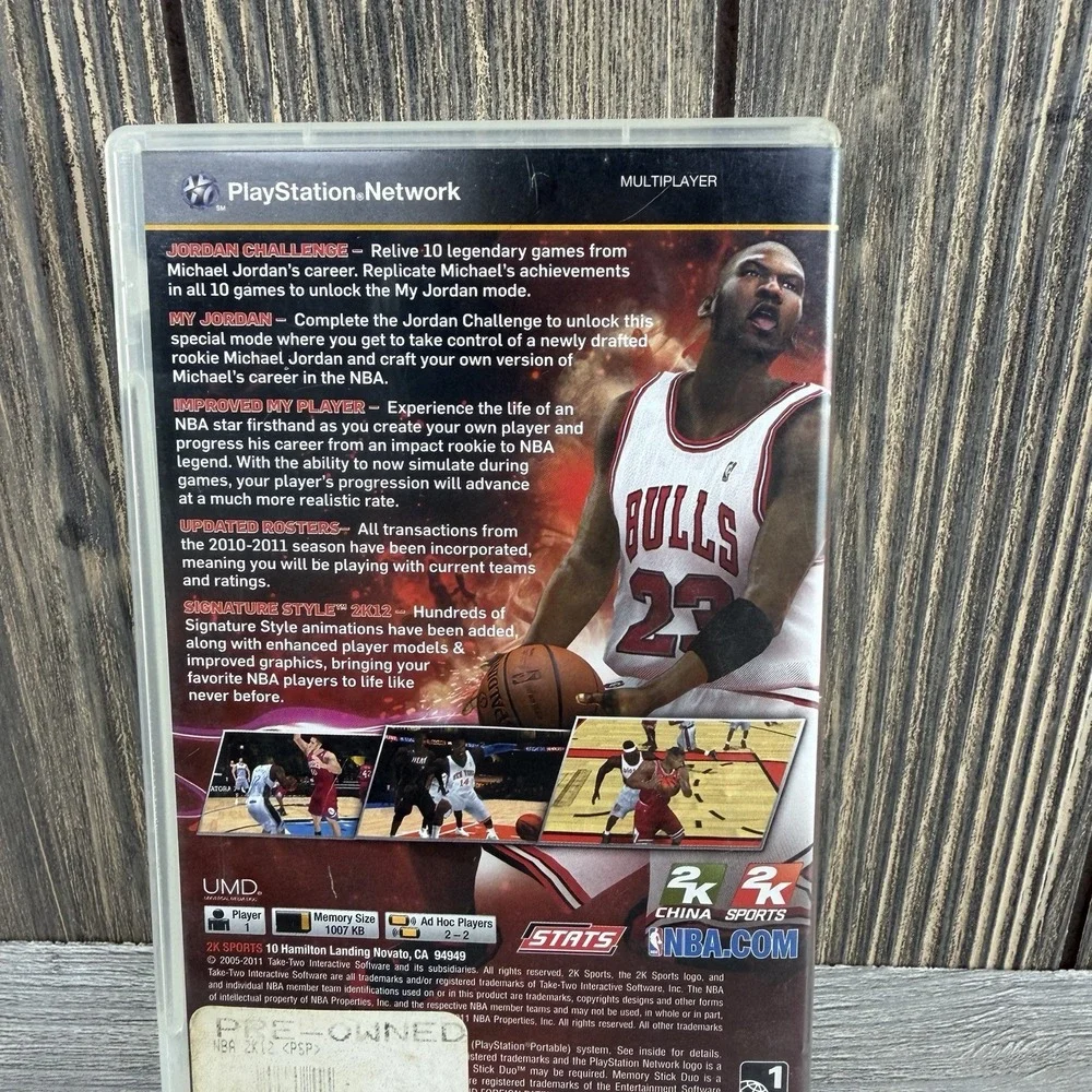 NBA 2K12 (Sony PSP PlayStation game) Michael Jordan 2K Sports No Manual